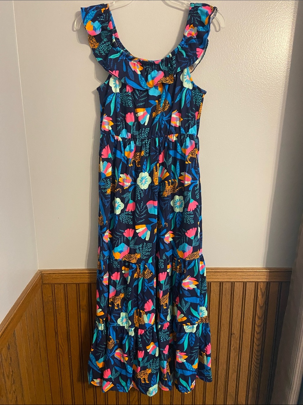 Cat & Jack Navy Floral Ruffle Sundress with Bright Multicolor Print